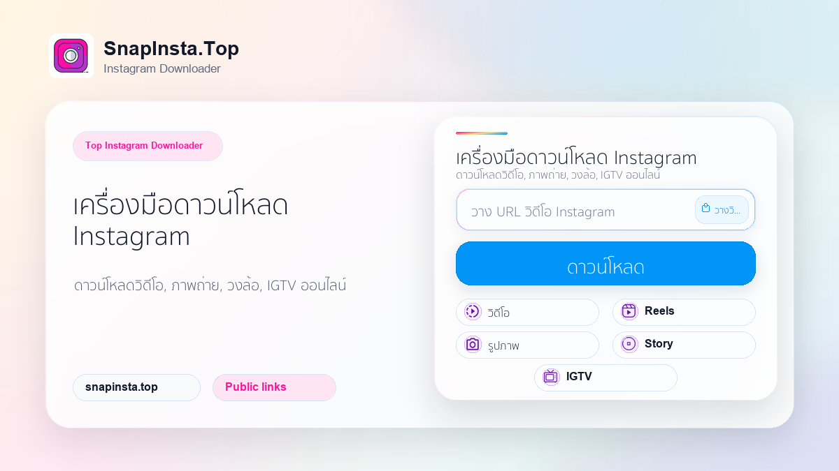 เครื่องมือดาวน์โหลด Instagram - SnapInsta.Top
